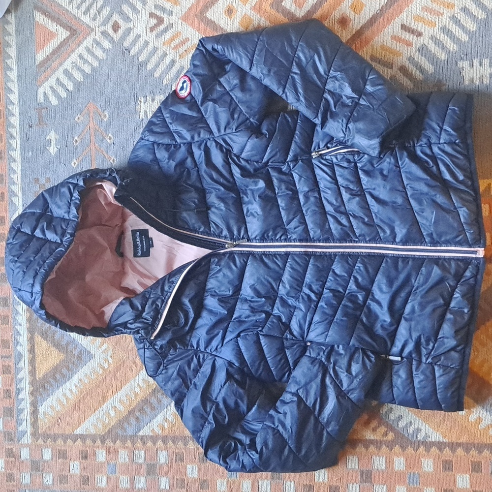 Rokka&Rolla Jacket Coat Womens Large Blue Pink Insulated Hooded Ski Puffer